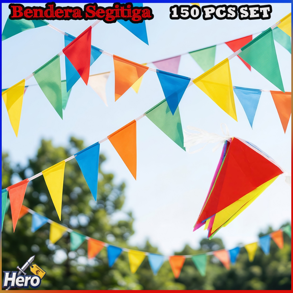 Jual Bendera Segitiga Festival 150pcs 80 Meter 100 Meter Polyester ...