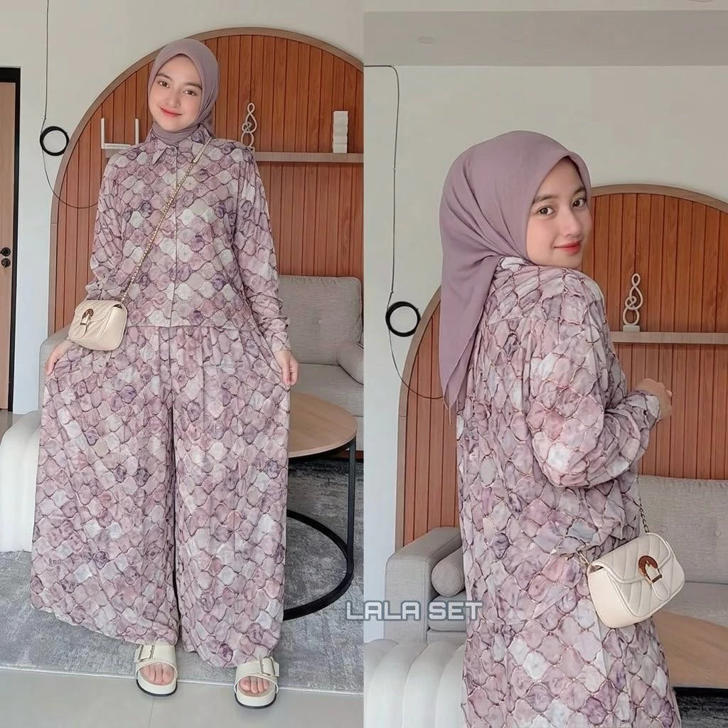 Foto 9 Dara one set motif baru rayon diamond lengan karet celana kulot jumbo setelan kekinian | 015
