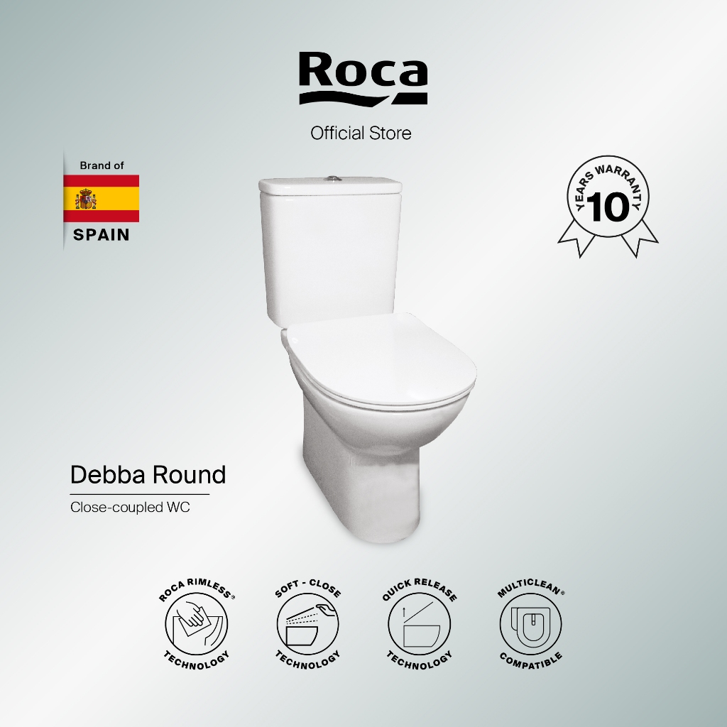 Jual ROCA Debba Round Rimless Kloset Duduk with Soft Close UF Resin ...