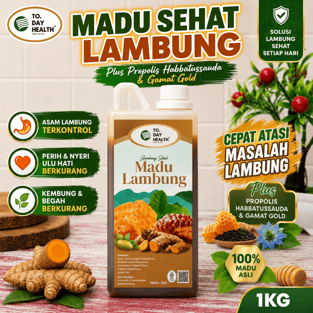 Madu Lambung JSR Today Health 1kg Ampuh Atasi: Maag Kronis & Asam Lambung l Jual Madu Lambung Today Health 1kg Resep JSR: Gerd, Anxiety, Maag & Pencernaan Sehat