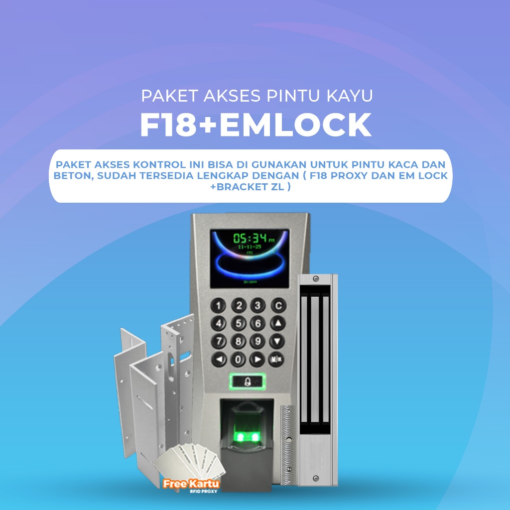 Jual Paket Mesin Absensi Dan Akses Kontrol Pintu Kayu ZKTECO F18 PROXY ...