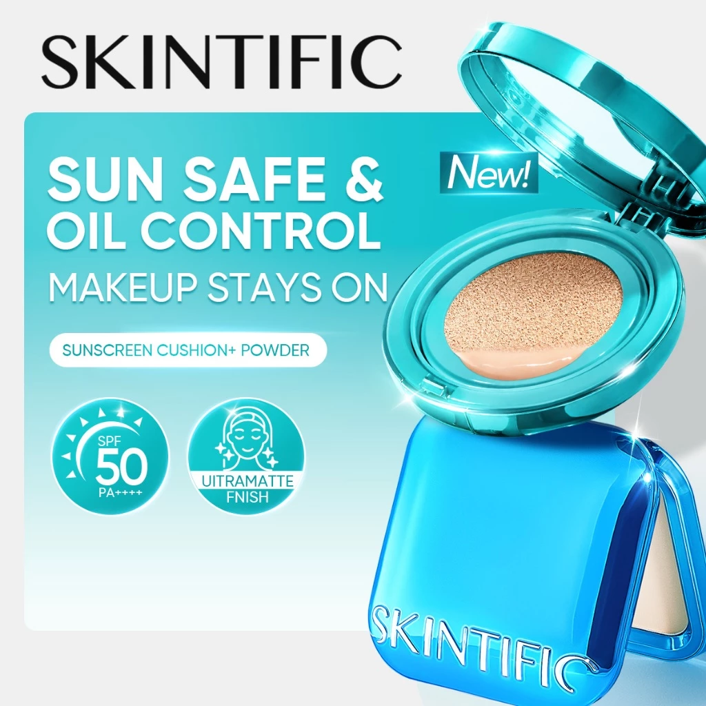 SKINTIFIC | 2PC Makeup Set Perfect Stay Serum Matte Cushion Foundation SPF50 PA++++ & Ultra Cover Powder Foundation BB&CC Cream Skin Tint Sun Protection Official Store