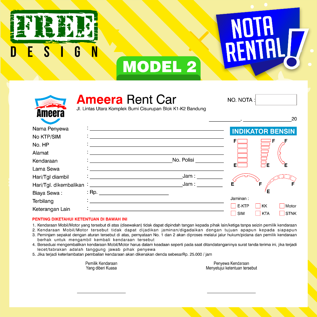 Jual NOTA KWITANSI RENTAL MOBIL - SURAT JALAN - NOTA - INVOICE ...