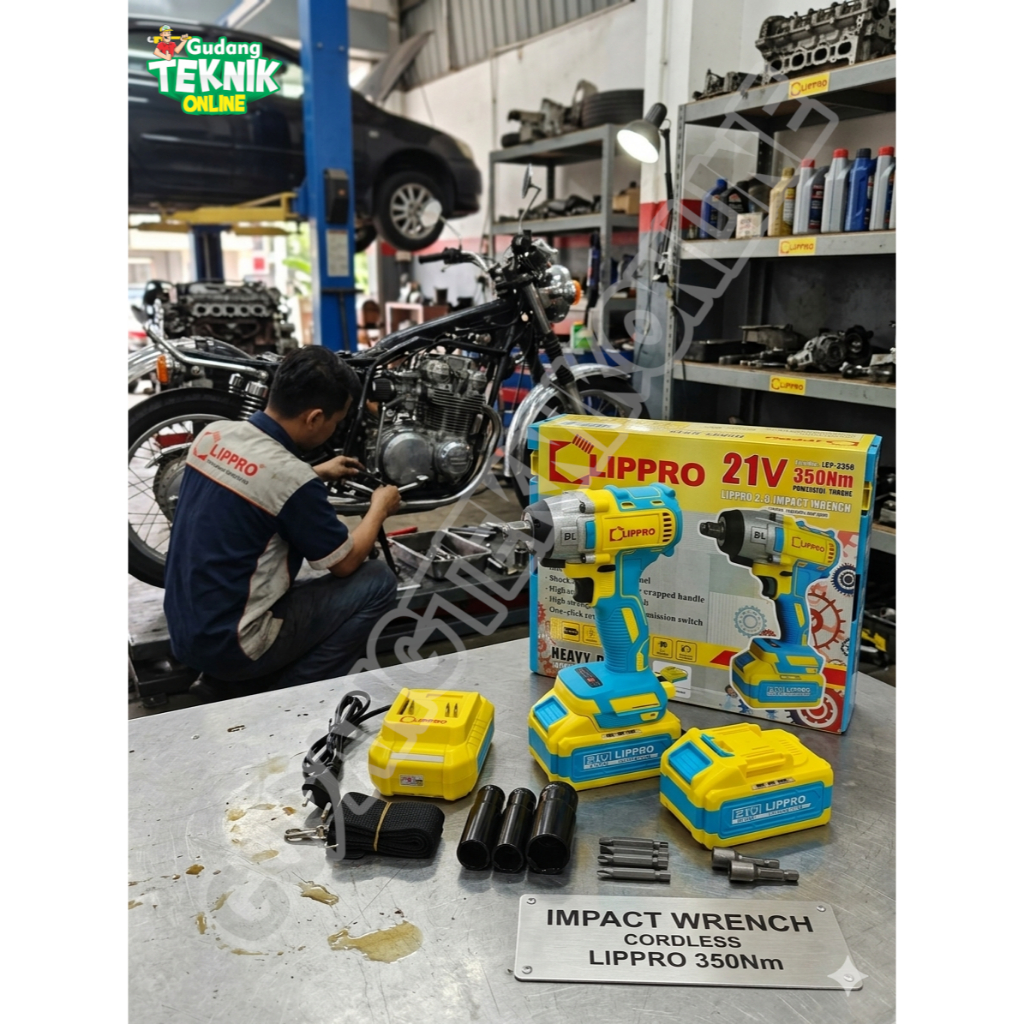 LIPPRO Impact Wrench CORDLESS 350Nm 650Nm LIPPRO LCP3350 LCP3650 BRUSHLESS 21V / Mesin Bor Impact Impek Pembuka Buka Baut Pengencang Baut Motor Mobil BATERAI 2 BATTERY LCP 3350 3650 LCP-3350 LCP-3650 LIPPRO