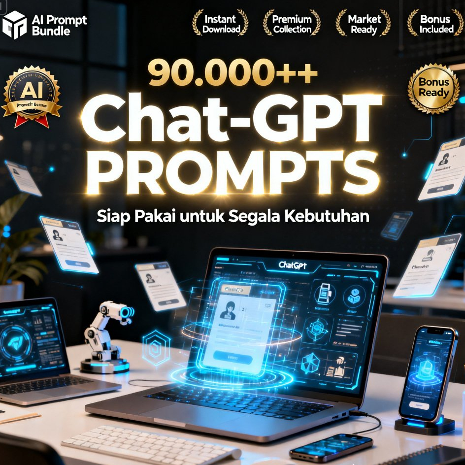 90.000++ AI Prompt Premium Siap Pakai Full Bundle Digital