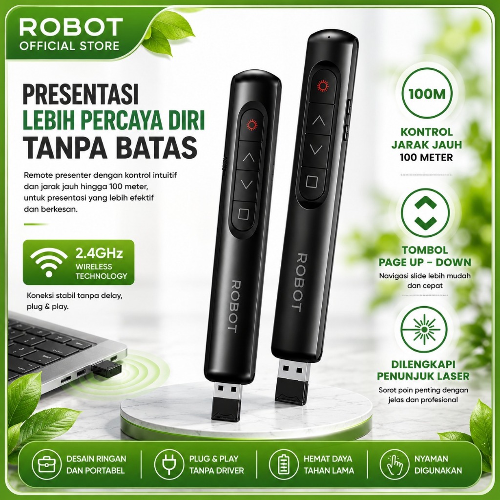 Jual ROBOT RLP01 / RLP02 Remot Pointer Laser Page Turning Pen Pointer ...