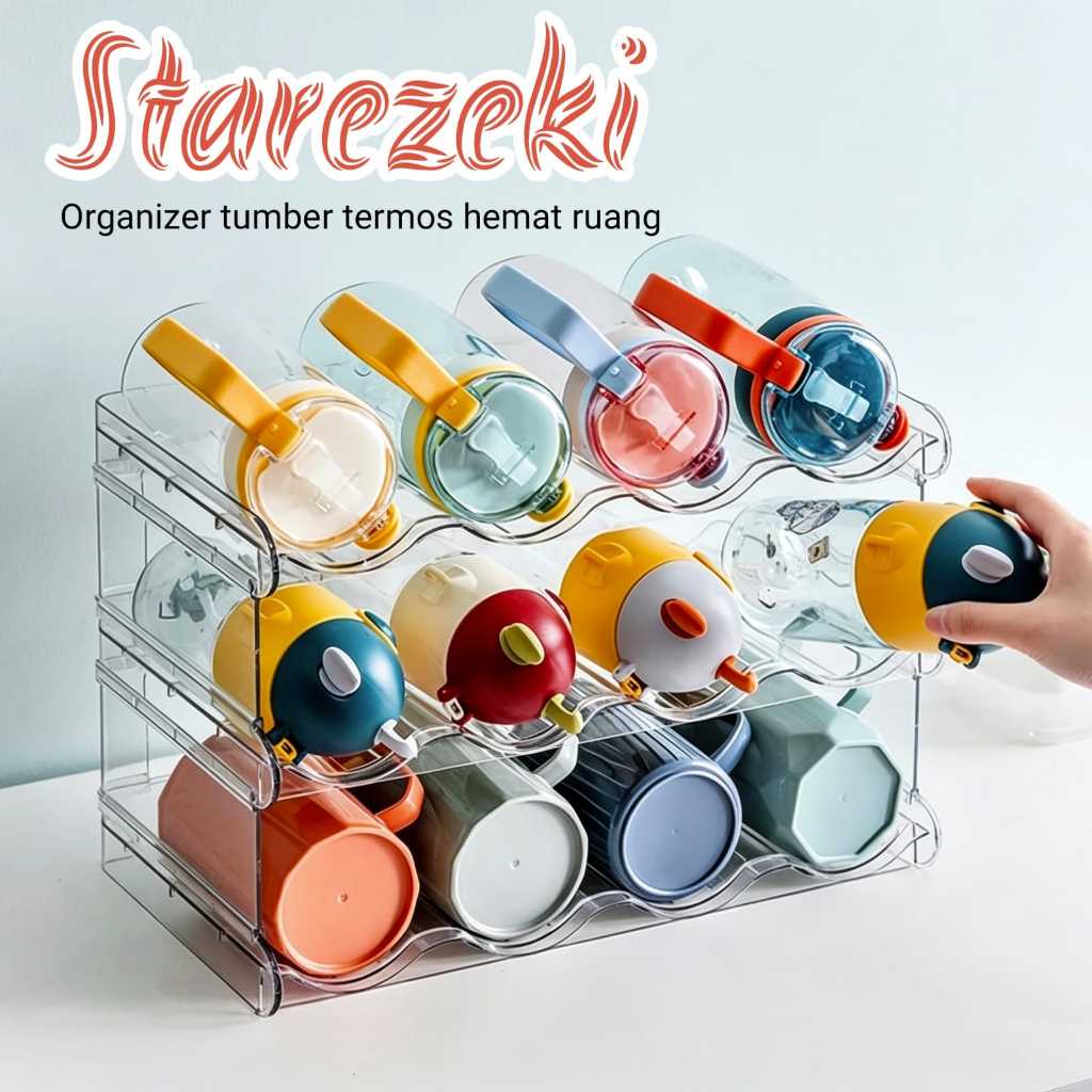 Jual Tempat Tumber Rak Botol Holder Acrylic Tempat Penyimpanan Termos 3 ...