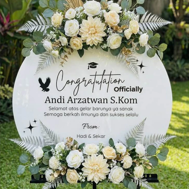 Stiker Cutting Papan Ucapan Akrilik Custom Diameter 40-70cm