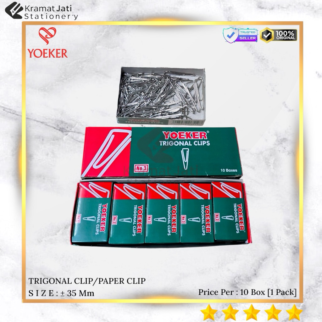 Jual YOEKER Paper Clip/Trigonal Clip No.3 10 Box [1 Pack] | Shopee ...
