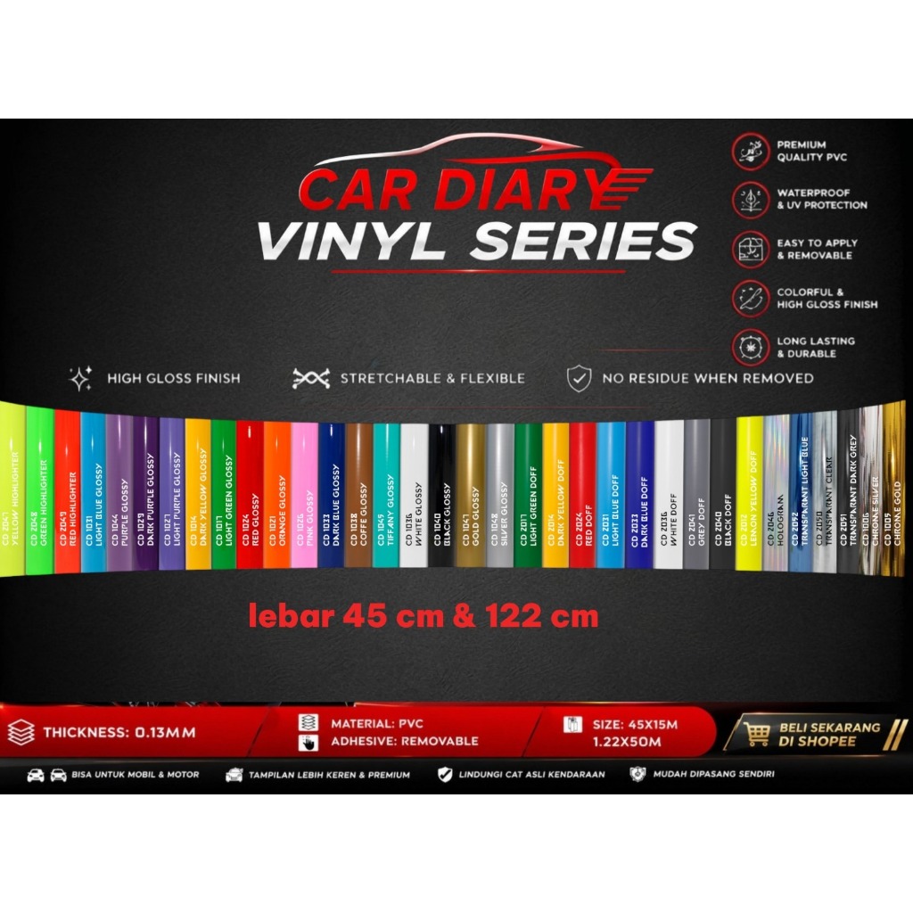 Jual Stiker Cardiary / Vinyl Glossy / Stiker Vinil / Car Diary Vinyl ...