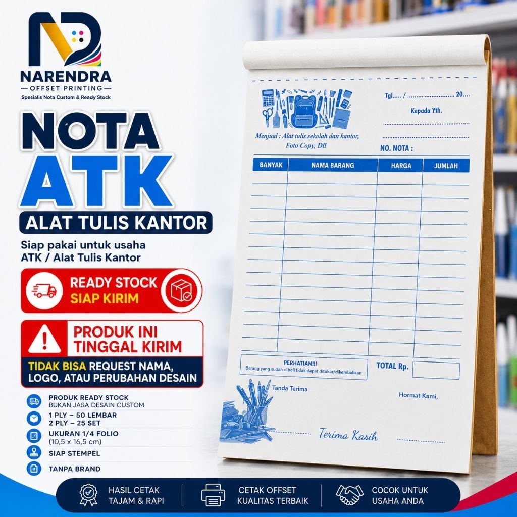 Jual Nota Toko ATK | Nota Alat Tulis Kantor | Siap Pakai | Harga Grosir ...