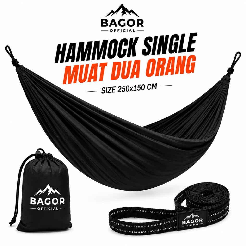 Hammock Ayunan Gantung Outdoor 250x150 cm - Bahan Tebal & Kuat, Beban Hingga 200 kg