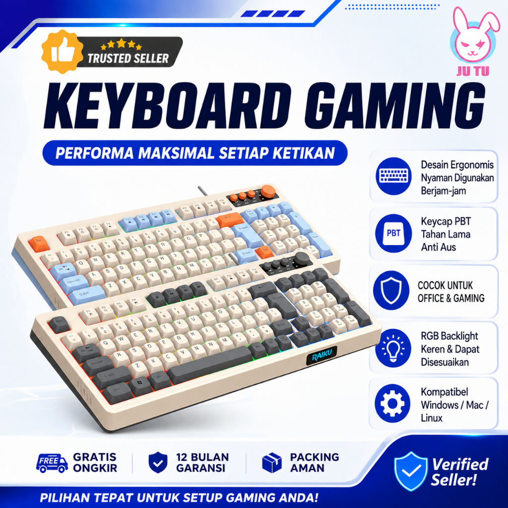 Jual JUTU 100%ORI 12H SHIP Keyboard Komputer Gaming Mechanical Feeling ...