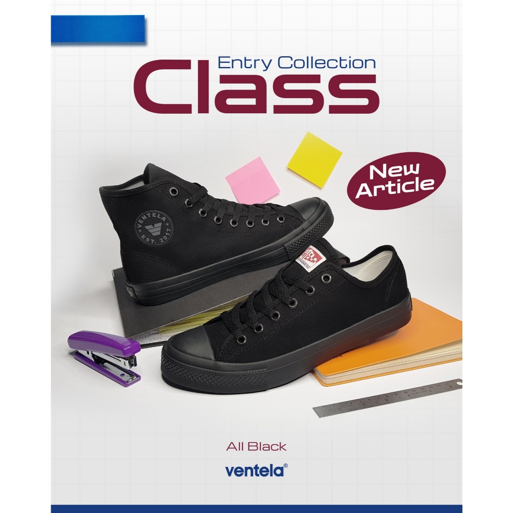 Jual Ventela Class Low Black Natural / Black White / All Black Original ...