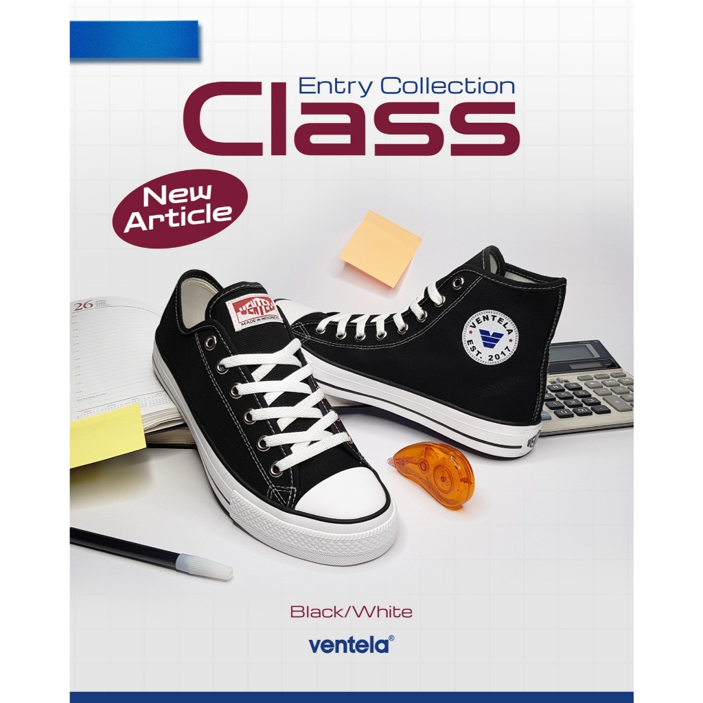 Jual Ventela Class Low Black Natural / Black White / All Black Original ...