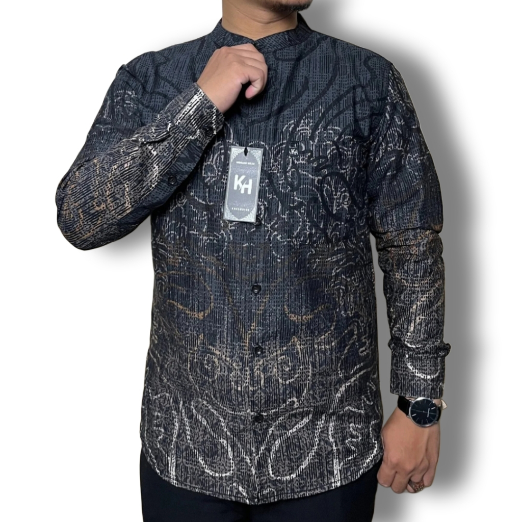 Kemko Dewasa KH 047 Kemeja Koko Pria Lengan Panjang Bahan Katun Print Premium Ada Ukuran Jumbo