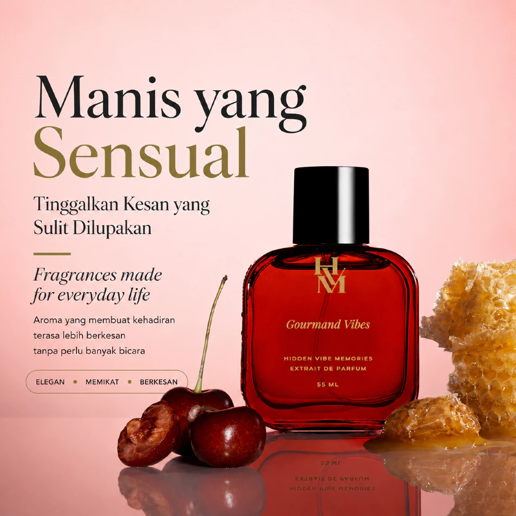 HVM Gourmand Vibes Parfum Unisex Extrait de Parfum Original Aroma Manis Vanilla Caramel Amber Tahan Lama 12 Jam Elegan Parfum Pria Wanita