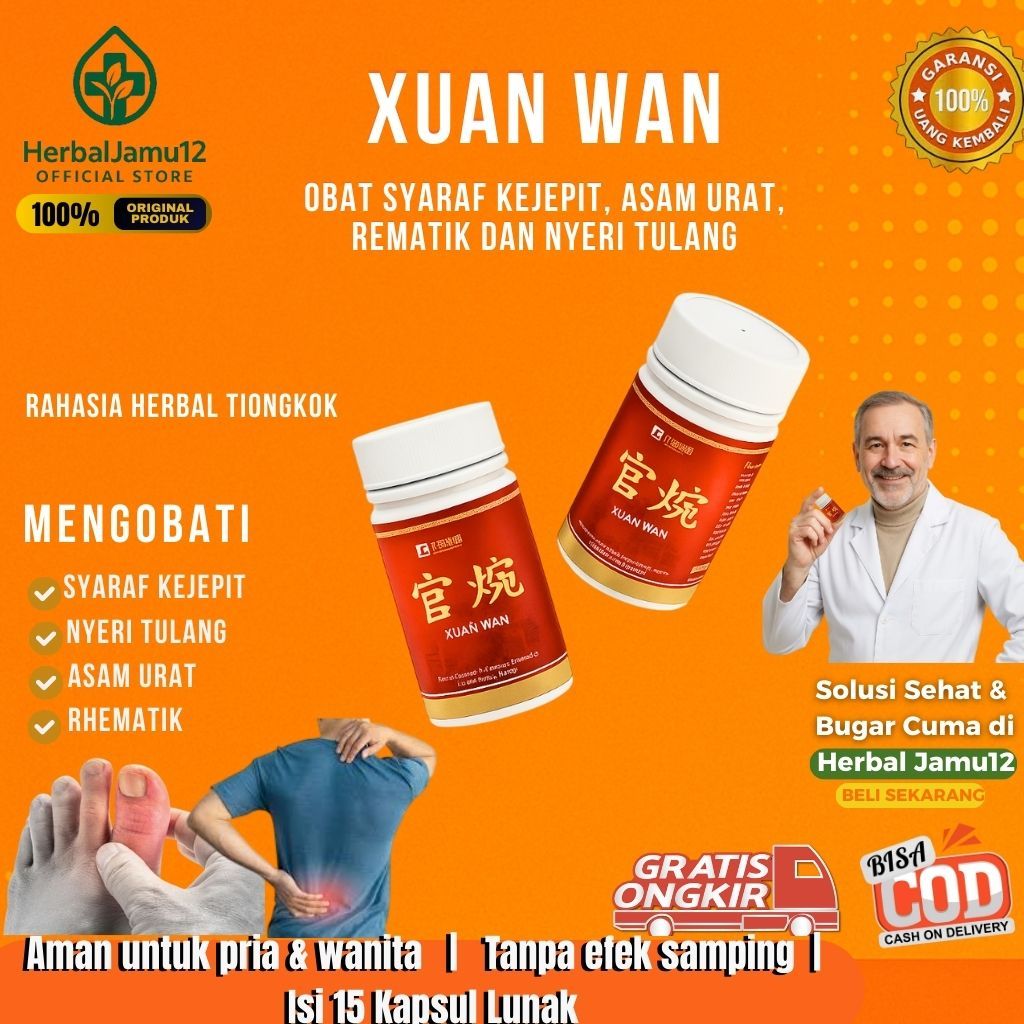 Xuan Wan - Kapsul Herbal Saraf Kejepit & Nyeri Sendi Pegal Linu, Kesemutan, Asam Urat Isi 15 Kapsul
