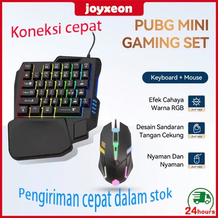 Stok lokal Keyboard Gaming Mechanical Mouse Set RGB mini Portable PUBG USB 5.0 for PC Laptop