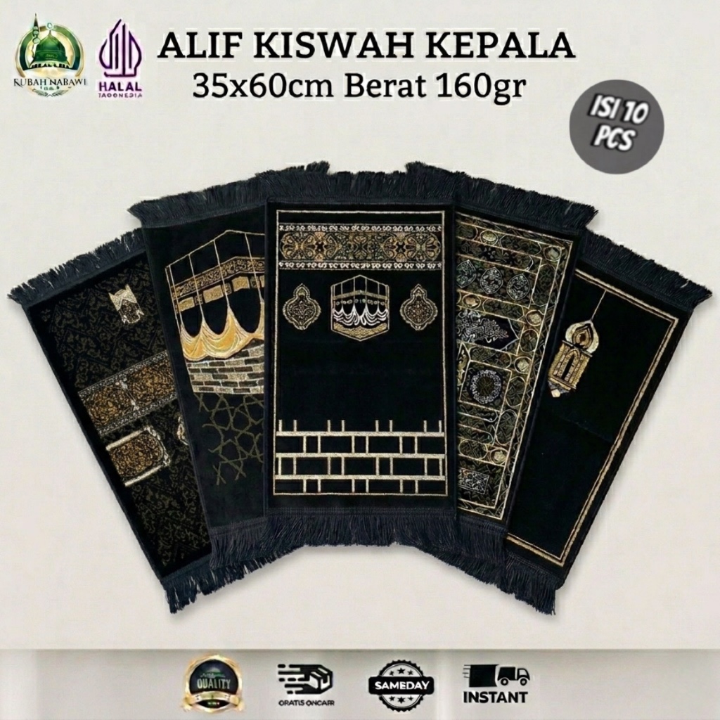 Grosir 10 Pcs Sajadah Kepala 35x65 cm Souvenir Haji & Umroh Tahlil