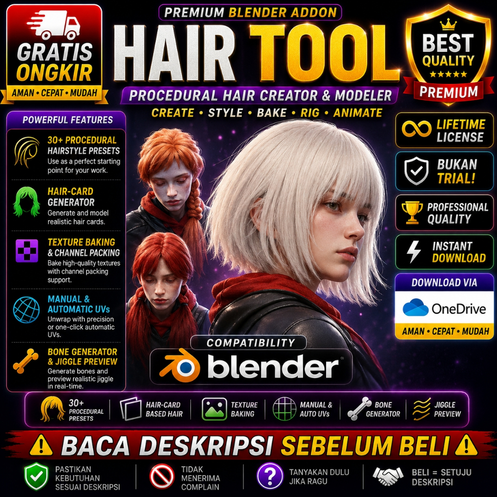 3D Blender - Hair Tool v4.5.1 + Library - Addon - 160526