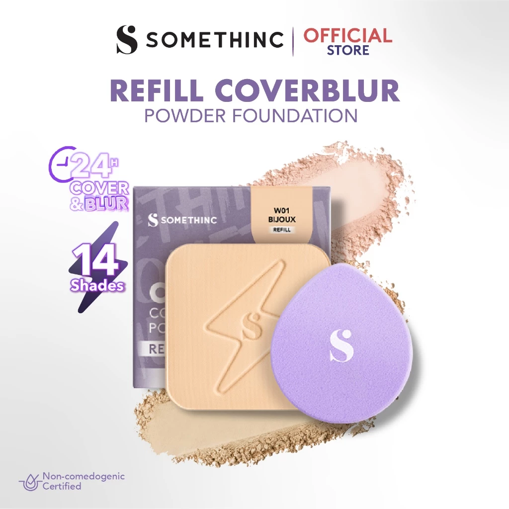 SOMETHINC MAKEUP Refill Copy Paste COVERBLUR ™ Powder Foundation 12g | Two Way Cake - Seamless powder foundation yang tidak terdeteksi di kulit dengan formula zero-cakey, zero-cracky, zero-pores - foto 1