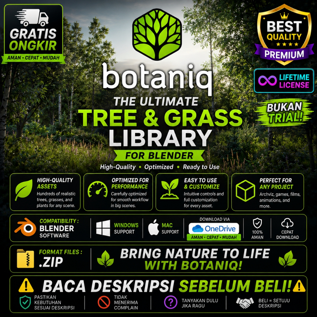 3D Blender - Botaniq v7.1.1 Full - Tree and Grass Library + Scatpack - 291125