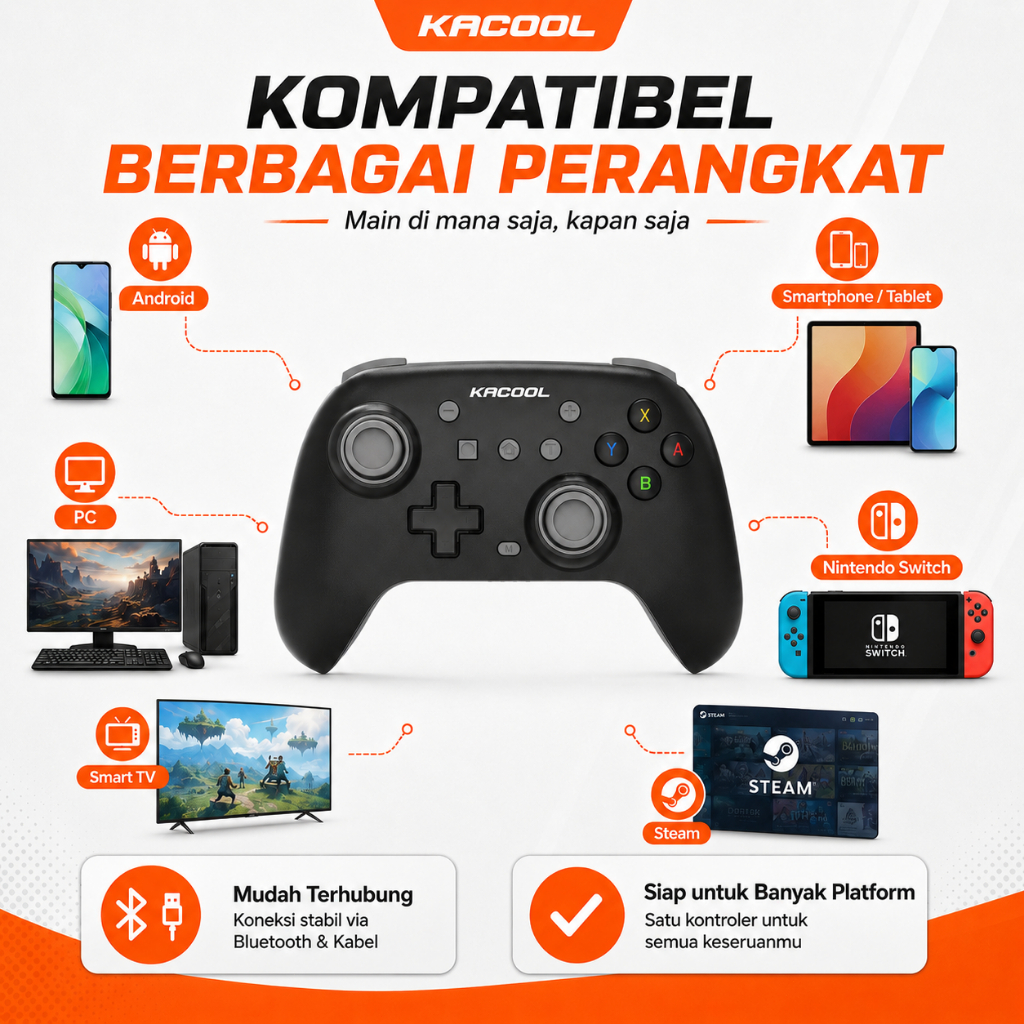 Jual Kacool D2 Stik Game Wireless Hall Effect Anti Drift Bluetooth 5.3 ...
