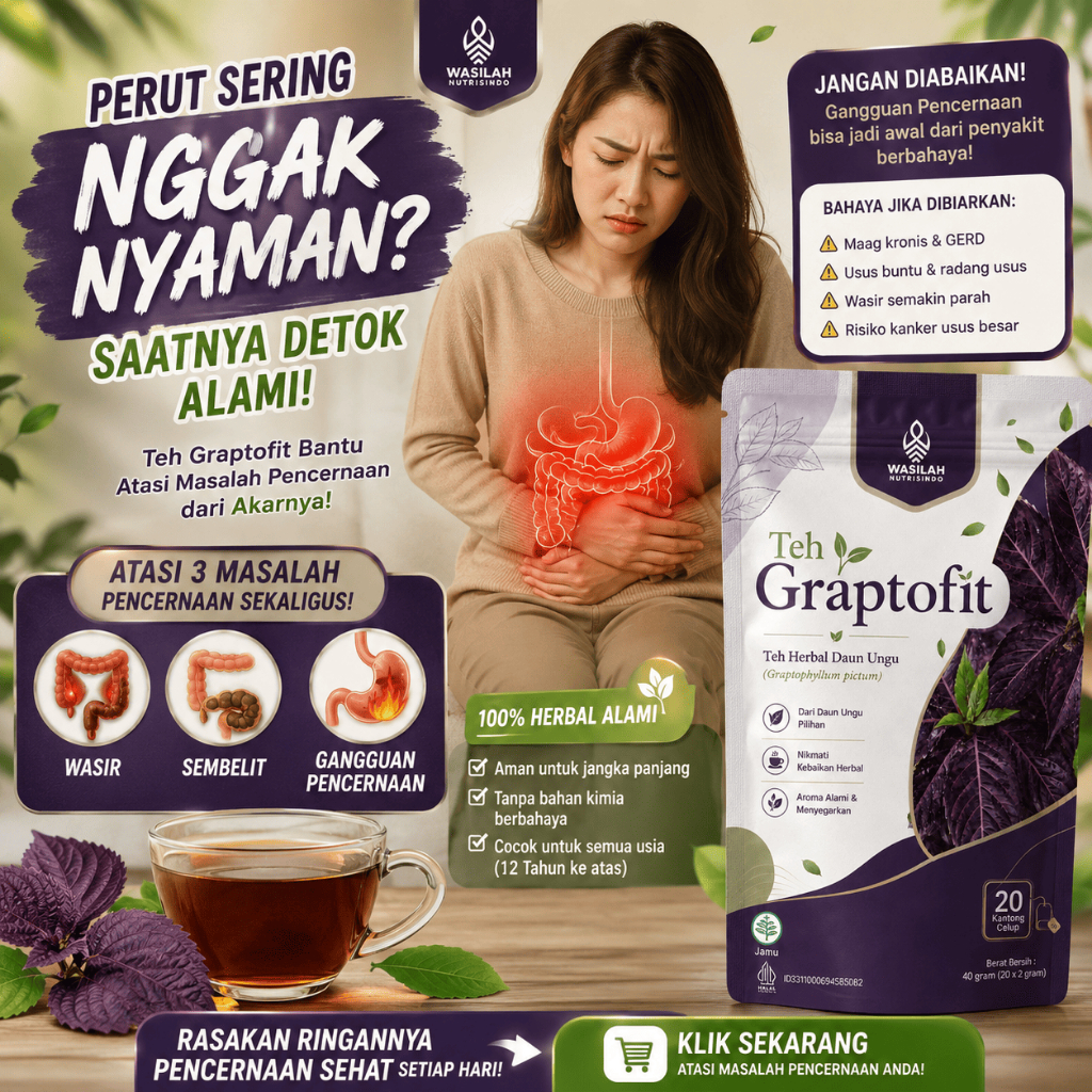 Teh Daun Ungu Graptofit Premium Herbal Alami Bantu Menjaga Kesehatan Wasir dan BAB