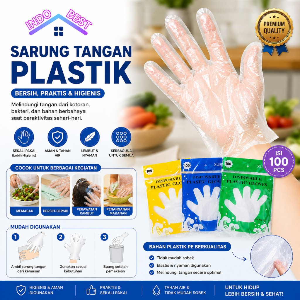 Jual Indoboss | Sarung Tangan Plastik Sekali Pakai isi 100 Pcs ...