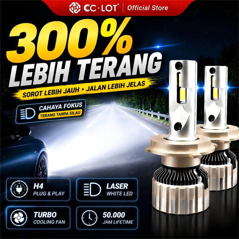CCLOT Lampu LED Mobil H4 75W 5500LM SUPER TERANG Plug & Play Anti Air IP68 - COCOK untuk Avanza, Agya, Calya, Xenia, Brio, Sigra
