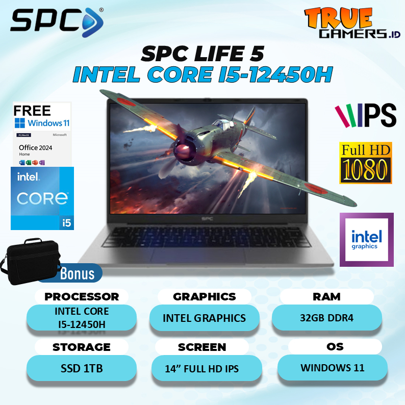 Jual Laptop SPC Life 5 Intel Core i5-12450H RAM 32GB SSD 1TB Windows 11 ...