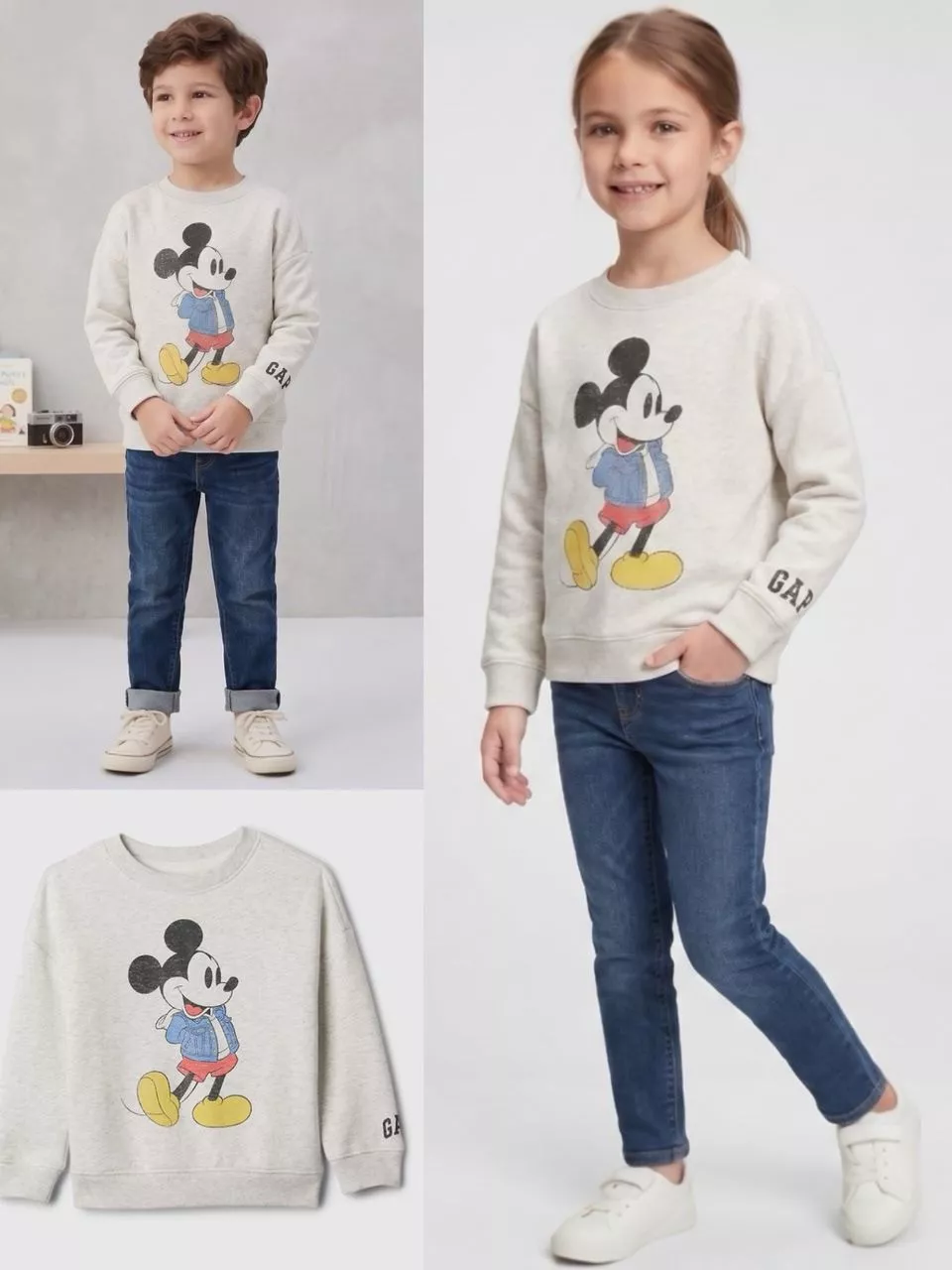 Sweater Anak Cewe Cowo Bahan Fleece Lembut GP VintageSoft Logo Mick*y Mouse Kids Sweatshirt -2567