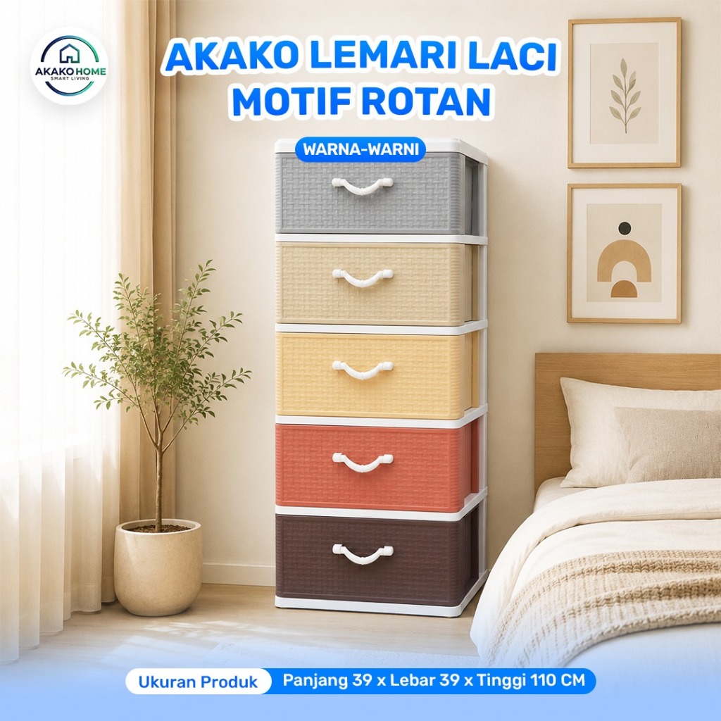 Jual Lemari Pakaian Laci Plastik Motif Rotan Susun 5 (LSM 5