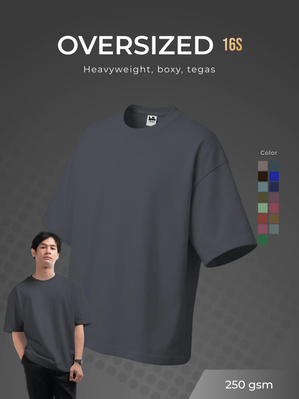 JipClo Kaos Polos Oversized Unisex Pria Wanita T-shirt Heavyweight Cotton 16s Boxy Cut Part 2