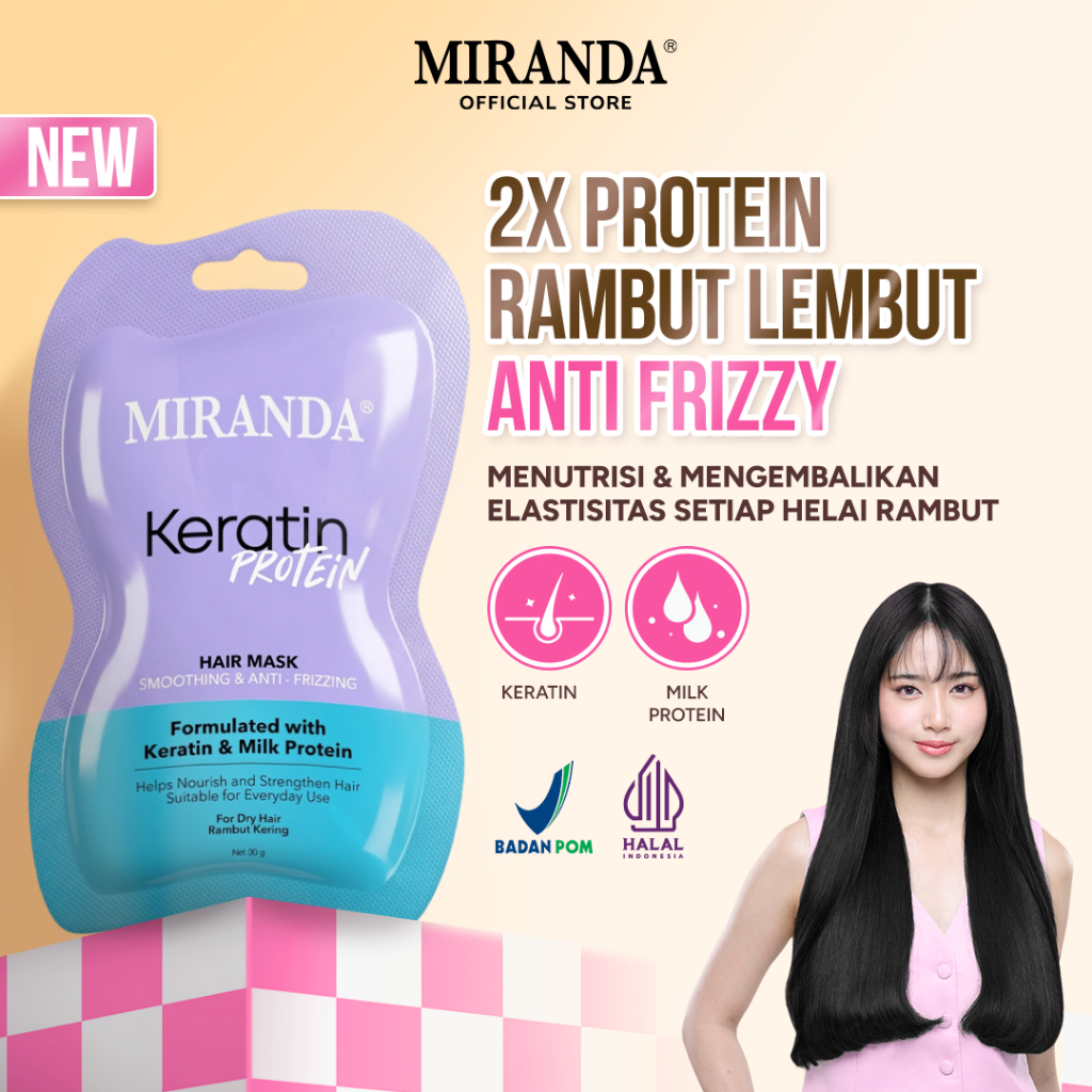 Jual Miranda Keratin Protein (New Formula) Hair Mask 30gr | Treatment ...