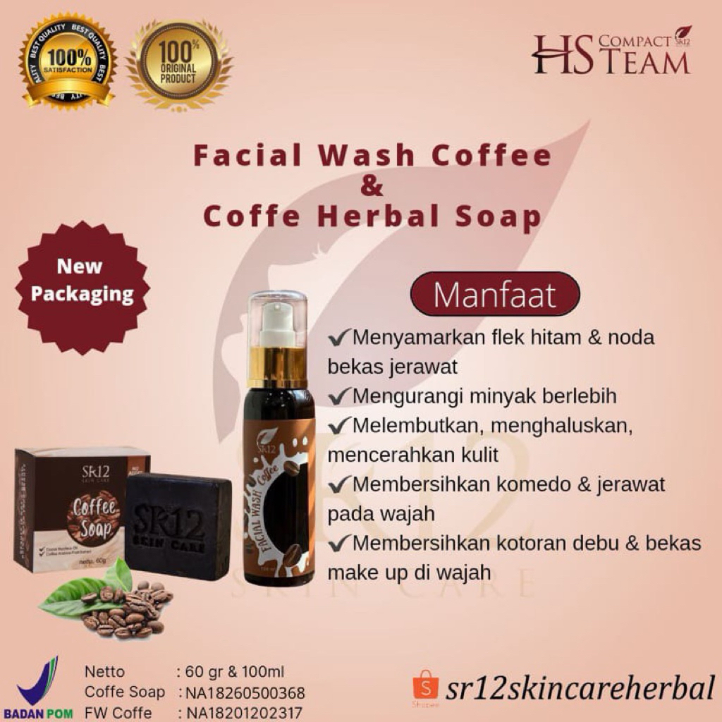 COFFEE HERBAL SOAP SR12 / FACIAL WASH COFFEE / SABUN FLEK HITAM / SABUN BEKAS JERAWAT / SABUN KOPI