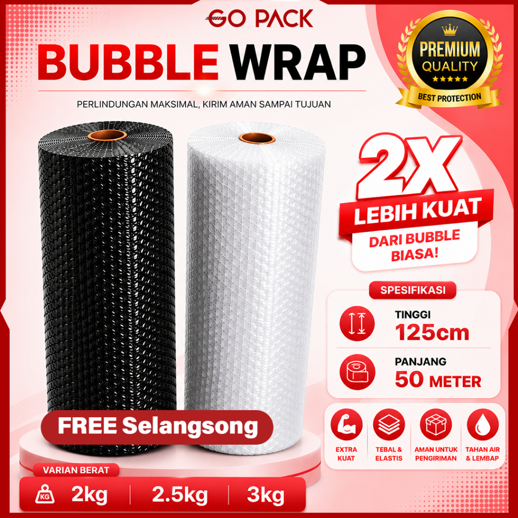 BUBBLE WRAP ROLL Tebal 2 3 KG - 125 Cm x 50 M Plastik Bubble Wrap Termurah