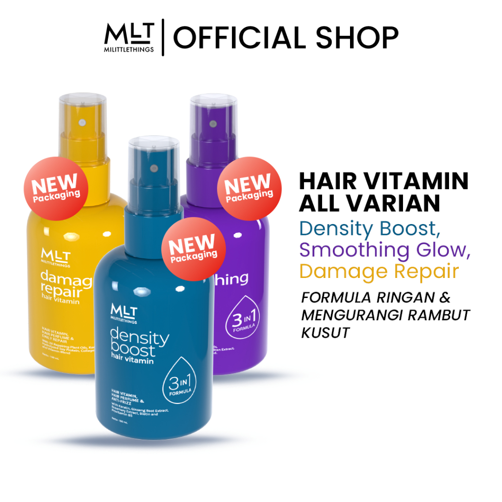 [MLT Vitamin Rambut Viral] MLT Density Boost, Smoothing Glow, Damage Repair Hair Vitamin Rambut Natural 100 ML | Milittle Things Vitamin Rambut Keratin Gingseng Halus Rambut Wangi Alami | Anti Lepek | 3in1 Formula