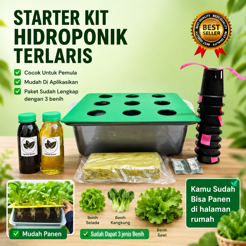 PAKET LENGKAP HIDROPONIK 9 LUBANG SISTEM WICK HIDROPONIK PEMULA