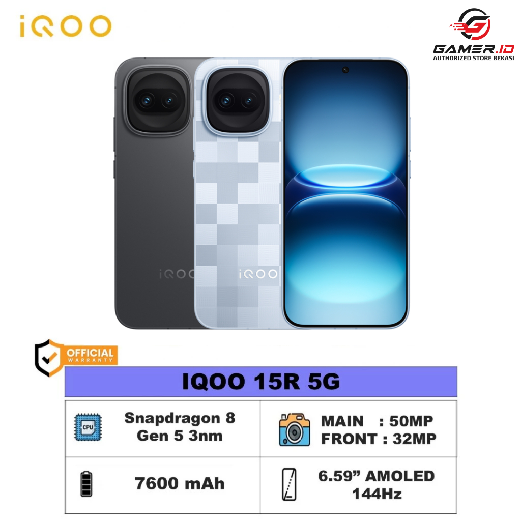 IQOO 15R 5G 12/512 GB Snapdragon 8 Gen 5 144Hz 7600 mAh Garansi Resmi
