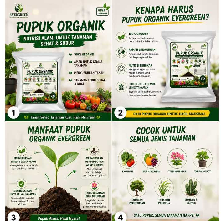 Pupuk organik nutrisi alami untuk semua jenis tanaman sehat dan subur evrgreen cocok untuk semua jenis tanaman