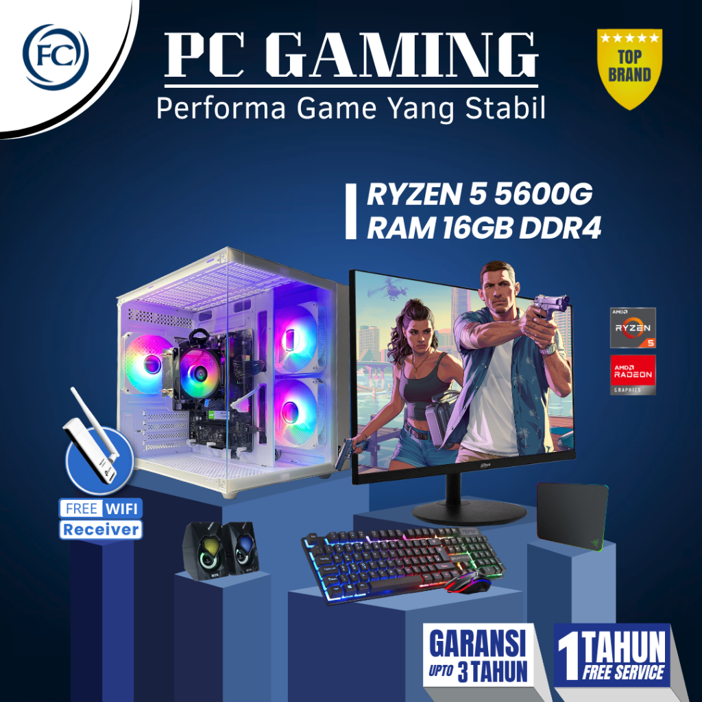 PC GAMING & DESIGN RYZEN 5 5600G 16GB RAM FULLSET SIAP PAKAI