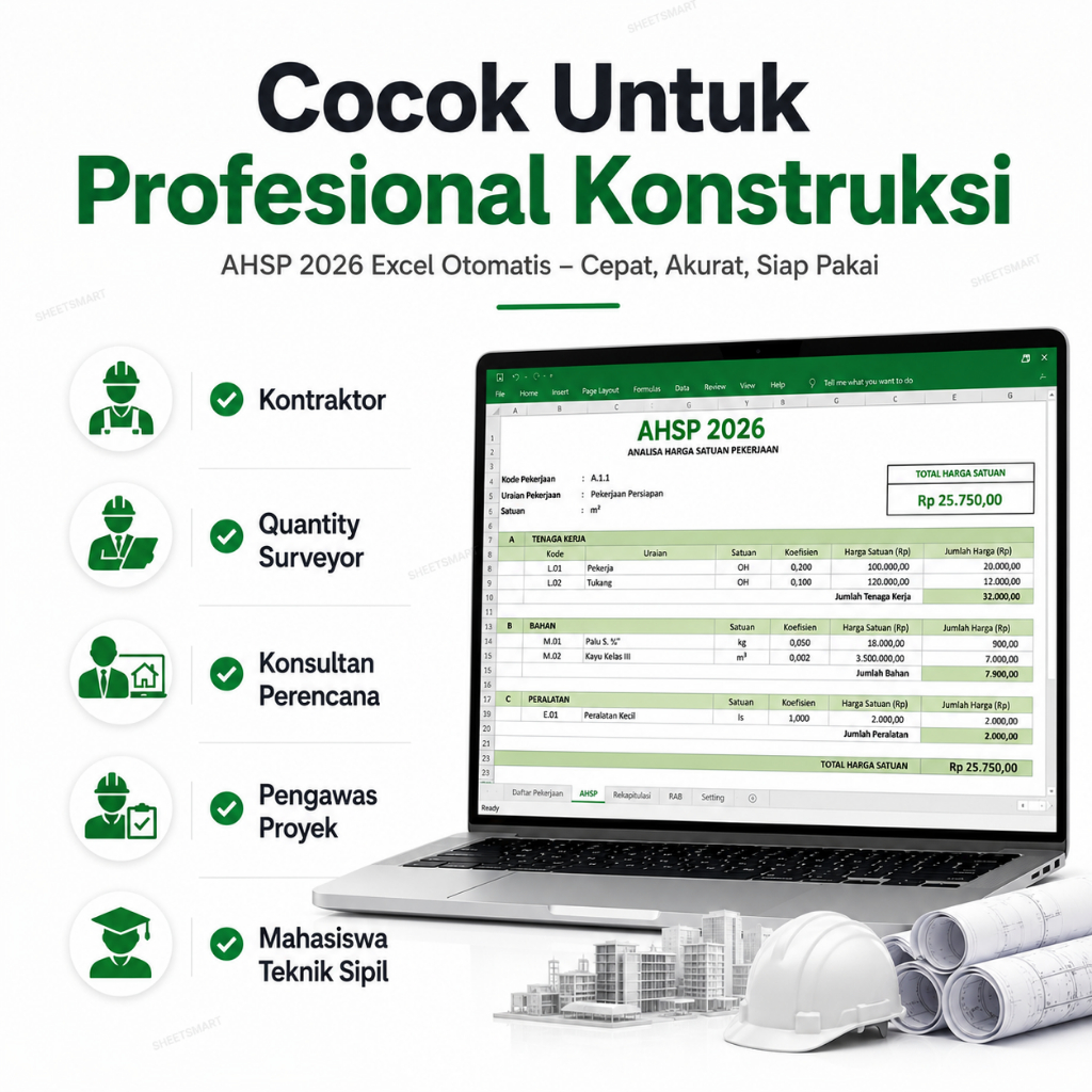 Jual AHSP 2026 Format Excel Siap Pakai | Analisa Harga Satuan Pekerjaan ...