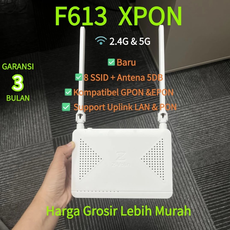 Modem ONT F613 Dual Band 2.4G+5G XPON EPON GPON Chip Original Casing Baru Support Indihome Mikrotik Starlink OMCI Anti Panas Stabil