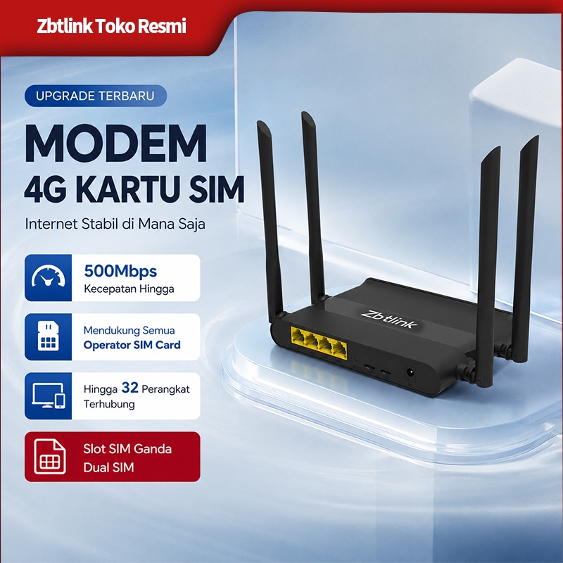 ZBTlink | Modem WiFi 4G LTE untuk Rumah | Dua Slot Kartu | Koneksi Stabil | Cocok untuk Ponsel dan Kamera Pengawasan