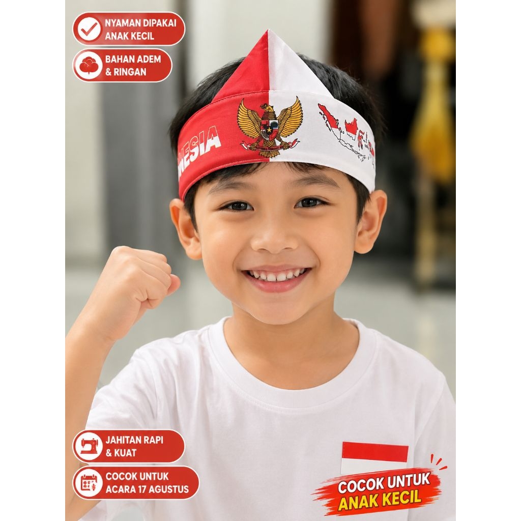 Bendo Anak Merah Putih Indonesia Premium | Ikat Kepala Garuda | Aksesoris 17 Agustus Karnaval Lomba