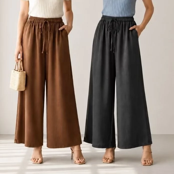 Celana Kulot Wanita Crinkle Premium Bahan Adem Kulot Wanita Crinkle Highwaist