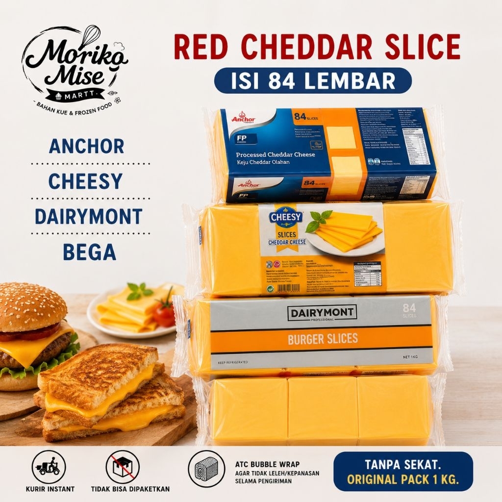 Jual 84 lembar [ Red Cheddar Slice Colour ] Anchor / Cheesy / Bega ...