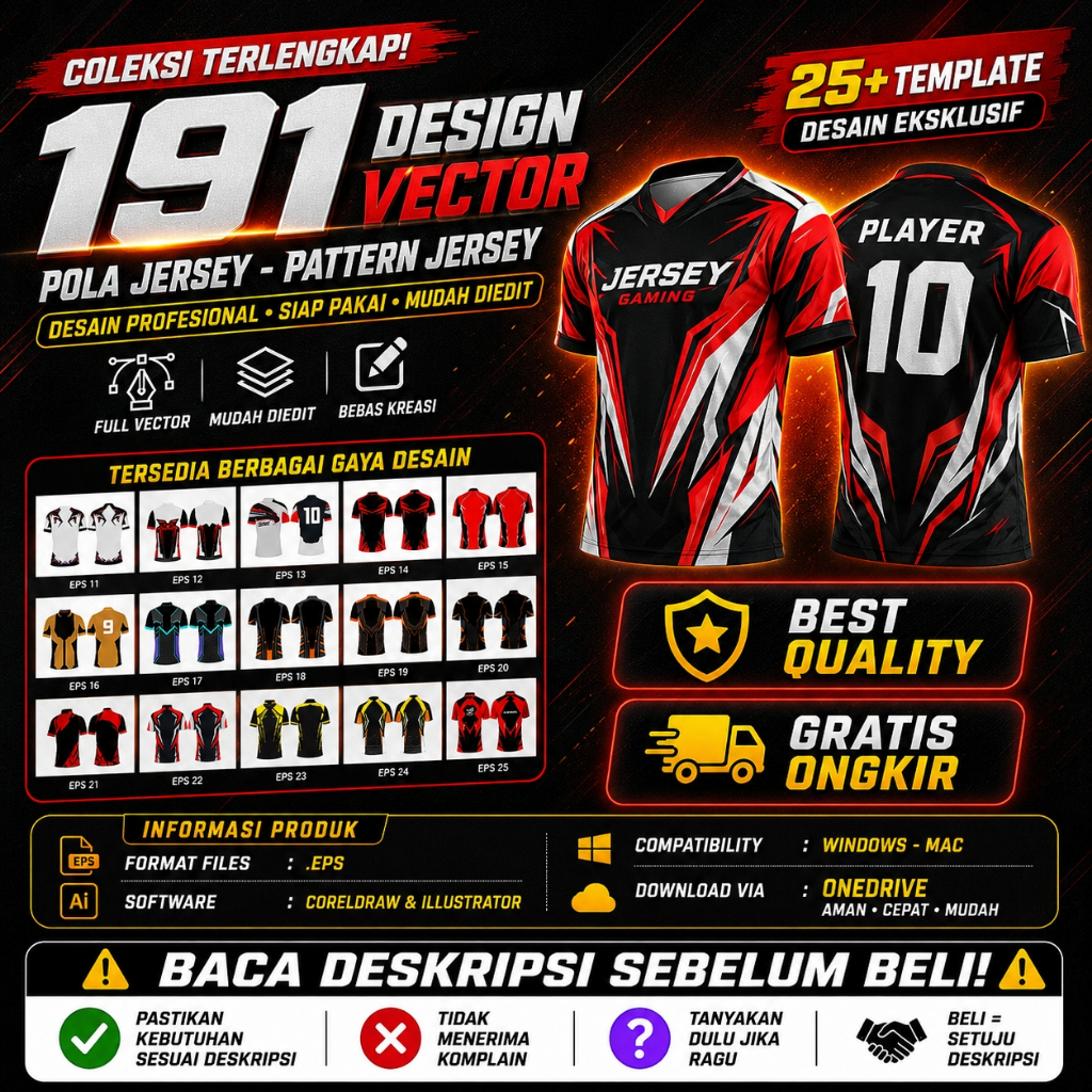 191 Design Vector - Pola Jersey - Pattern Jersey - 290323